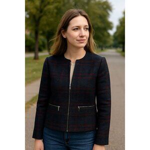 NWT Contemporaine Women’s Plaid Jacket Pockets Size 14